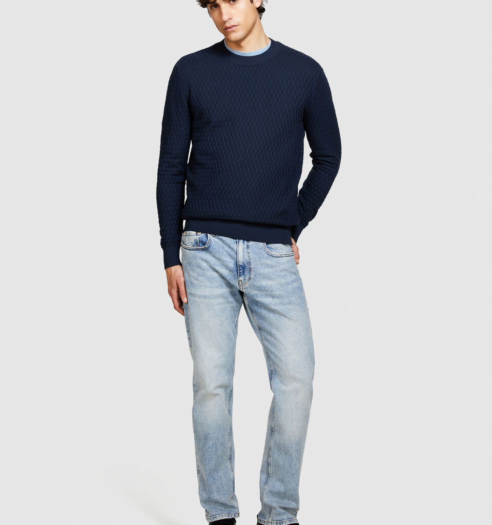 Solid colored sweater - men's crew neck sweaters - Dark Blue | Sisley image number 1